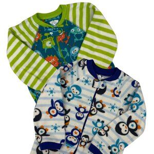Boys 3T Fleece Pajama Bundle (2) Monsters & Penguins